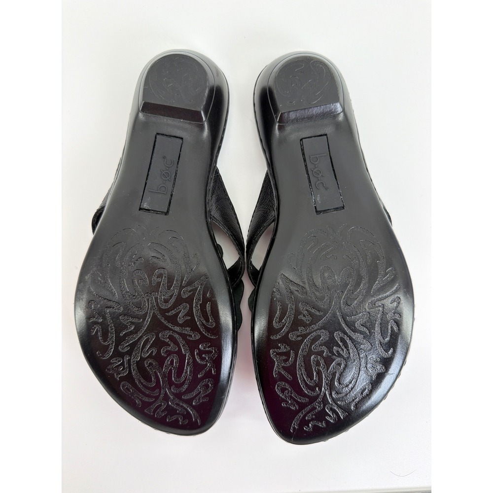 b.o.c. Born Concept Women Black Leather 3D Flower Thong Sandals Size 8 39 - Picture 10 of 10